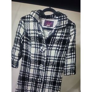 BB Dakota Black And White Plaid‎ Pea Coat Medium